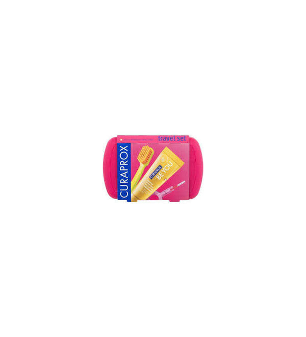 Curaprox travel set magenta (cepillo+pasta+interdentales)