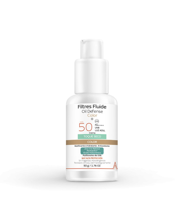 Cepage Filtres fluide oil defense con color factor 50, toque seco ideal para pieles oleosas y/o con tendencia al acné x 50 grs.
