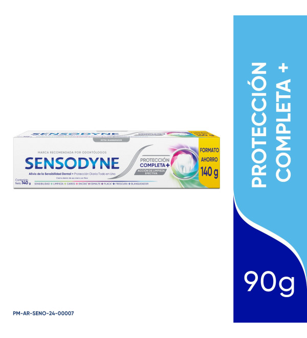 Sensodyne protección completa, pasta dental, protección completa y acción de limpieza profunda x 140 grs.