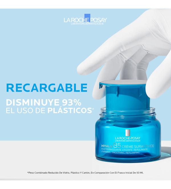 La Roche Posay hyalu B5 Factor 30, crema facial antiedad, hidrata intensamente por hasta 72 horas, recargable x 50 ml