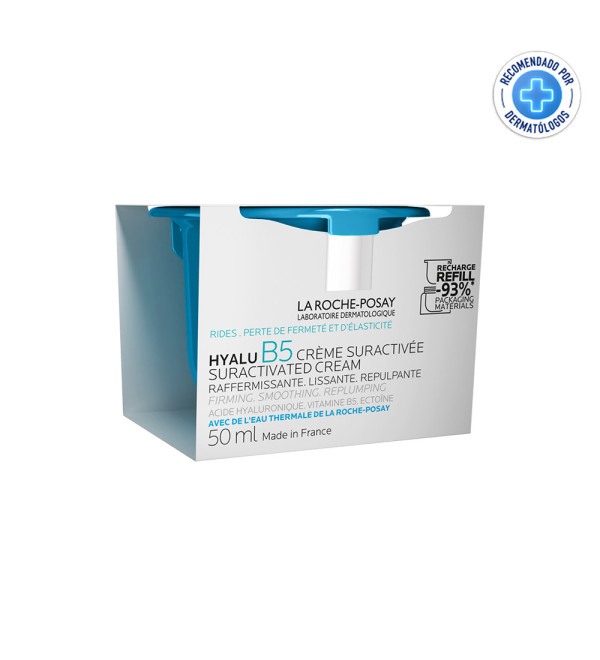 La Roche Posay hyalu B5 Factor 30, crema facial antiedad, hidrata intensamente por hasta 72 horas, recargable x 50 ml