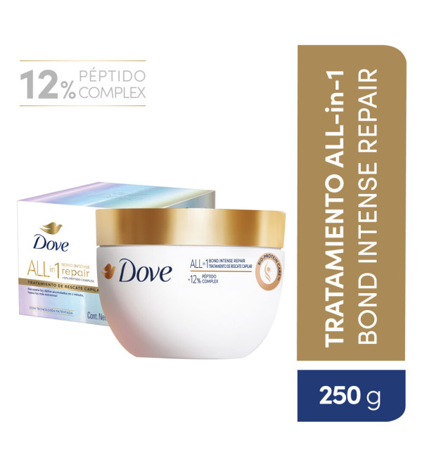 Dove máscara de rescate capilar bond intense repair para cabello muy dañado x 250 ml.