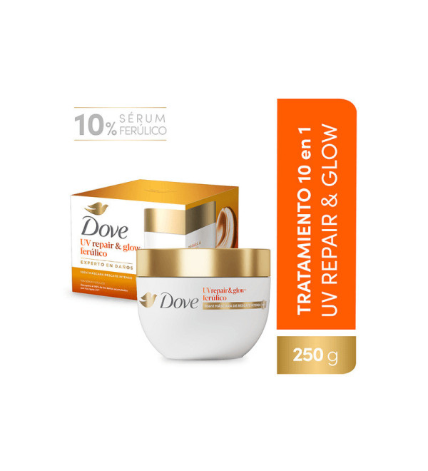 Dove tratamiento capilar máscara UV repair, 10 en 1 rescate intenso x 250 ml