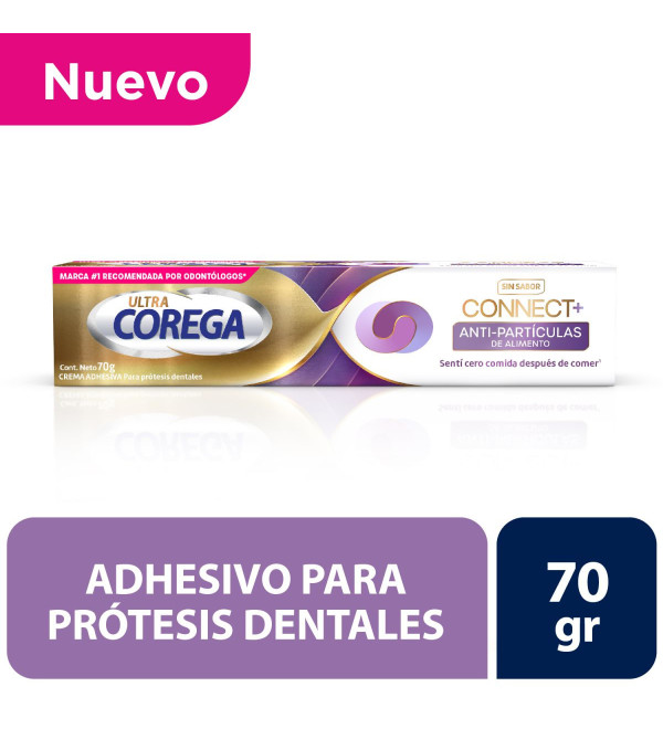 Ultra corega connect, adhesivo para protésis dentales, sentí cero comida después de comer x 70 grs.