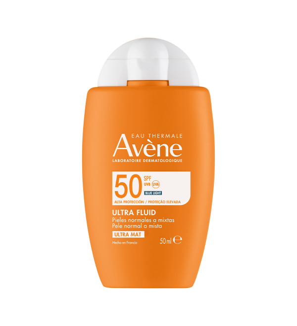Avene protector solar ultra fluído facial sin color factor 50, ultra mate se absorve rápidamente x 50 ml