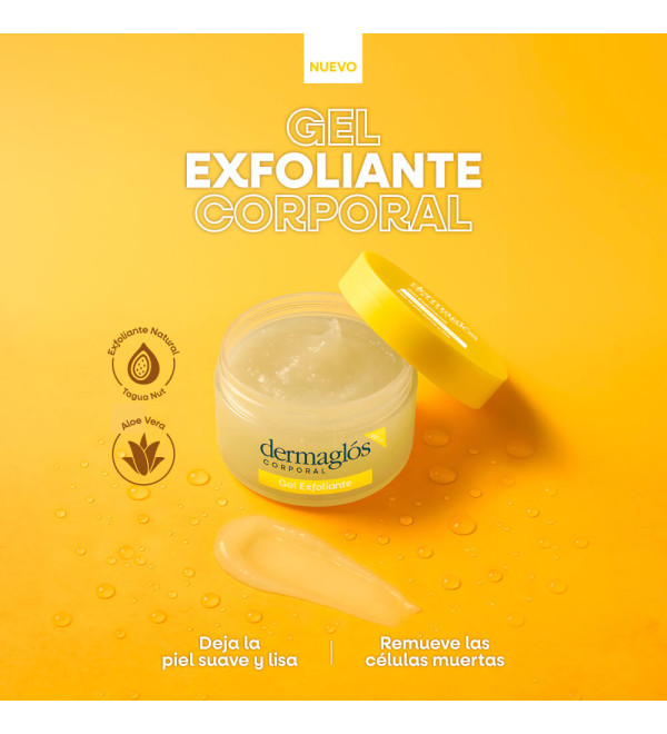 Dermaglos gel exfoliante, exfoliación suave y efectiva que no daña la barrera cutánea, con Aloe Vera calmante x 200 grs.