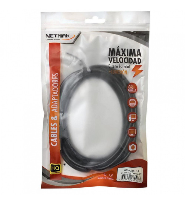 Cable Impresora Usb A b 1 8 Metros 2.0 Nm-c03