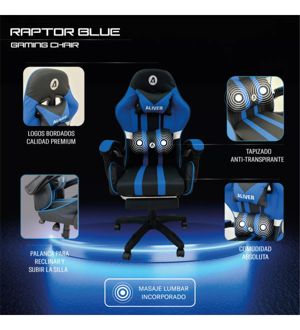Silla Gamer Raptor Aliver Azul Al-gc9910