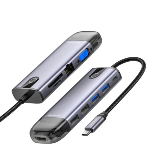 Hub 10 En 1 Mcdodo (hdmi  Usb A 3 0 X2  Vga  Usb C (pd100w)  Giga Lan  Sd tf Card Slot  Hu742025001ic0417990v
