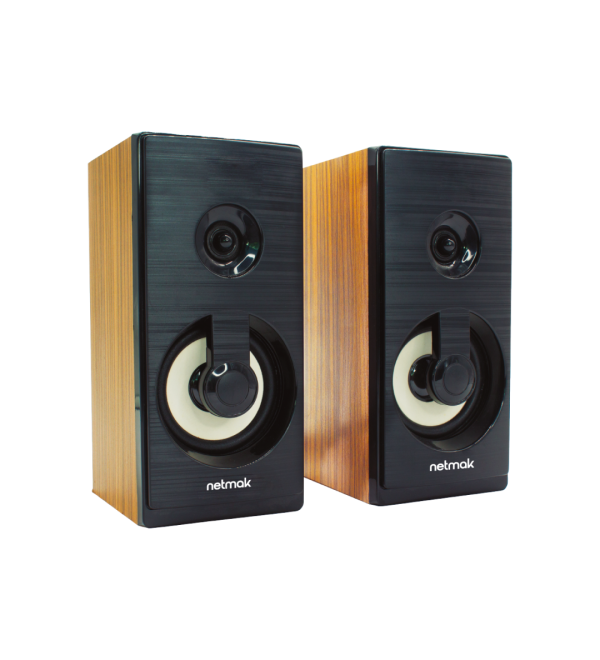 Parlante Madera 19cm Usb Marron Netmak Nm-bora