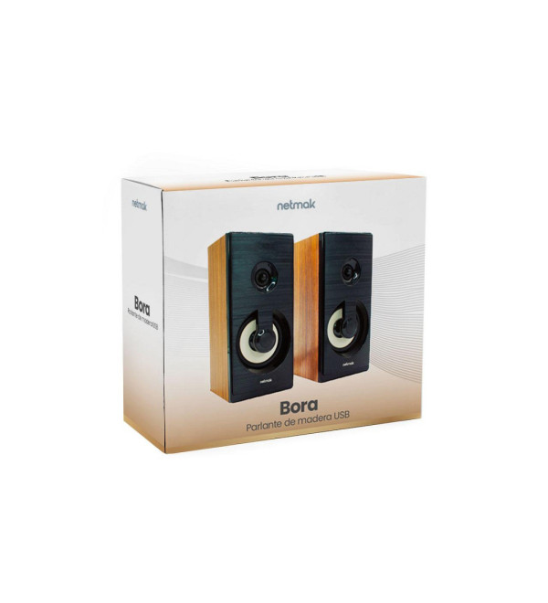 Parlante Madera 19cm Usb Marron Netmak Nm-bora