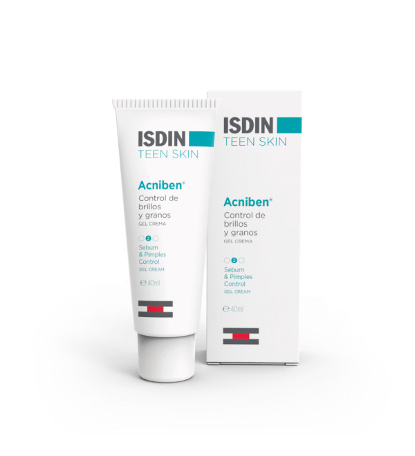 Isdin acniben ts gel crema equilibrante, para pieles adolescentes, ayuda al control de brillos y la aparición de granos x 40 ml.