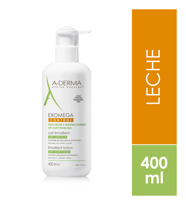 Aderma exomega control leche corporal, reduce la sequedad de la piel y la frecuencia de los brotes x 400 ml.
