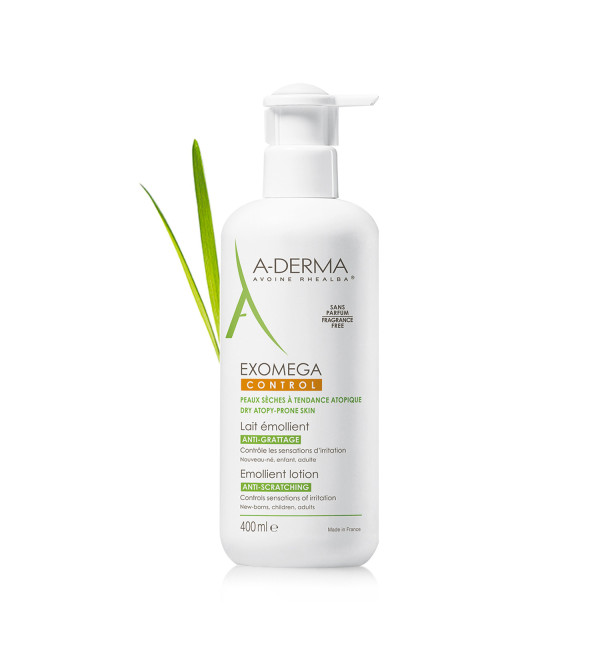 Aderma exomega control leche corporal, reduce la sequedad de la piel y la frecuencia de los brotes x 400 ml.