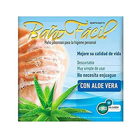Baño fácil paños para limpieza con aloe vera x 10 unidades