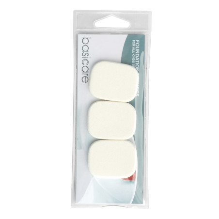 Basiccare 1045 esponja maquillaje rectangular x3 unidades.