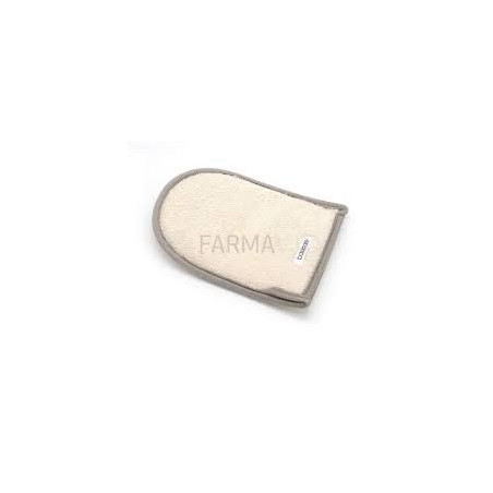 Basiccare guante de baño con vegetal y toalla color beige.