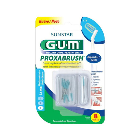 Gum interdental 614 repuestos medianos cónicos (1.6 mm) x 8 unidades.