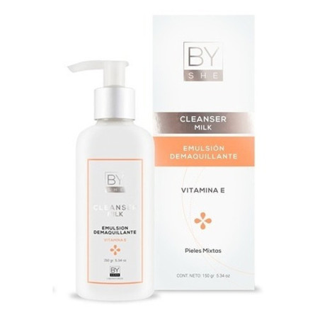 By she - by derm cleanser milk emulsión desmaquillante con vitamina E, ideal para pieles mixtas  x 150 grs.