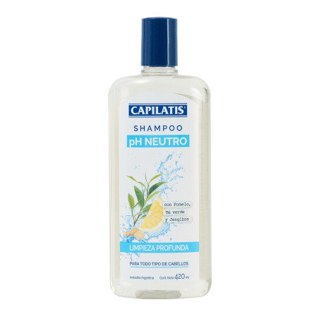 Capilatis shampoo hipoalergénico ph neutro, limpieza profunda para todo tipo de cabellos x 420 ml.