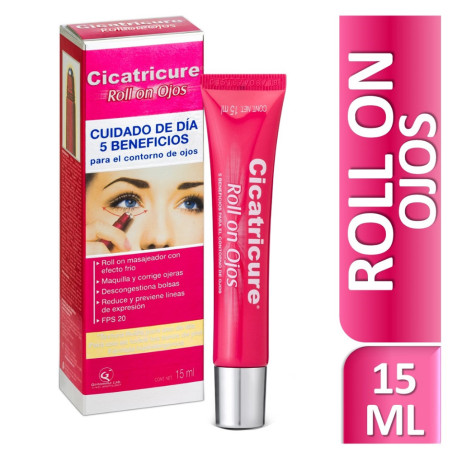 Cicatricure roll on crema contorno de ojos, masajeador con efecto frío, descongestiona bolsas x 15 ml.