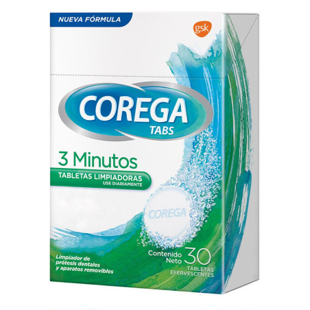 Corega tabs tabletas limpiadoras, limpieza profunda en solo 3 minutos x 30 unidades.