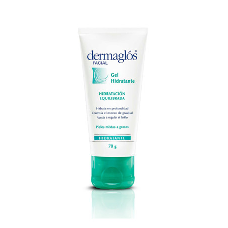Dermaglos gel hidratante facial para piel mixta a grasa, hidrata en profundidad, controla el exceso de gratitud  x 70 ml.