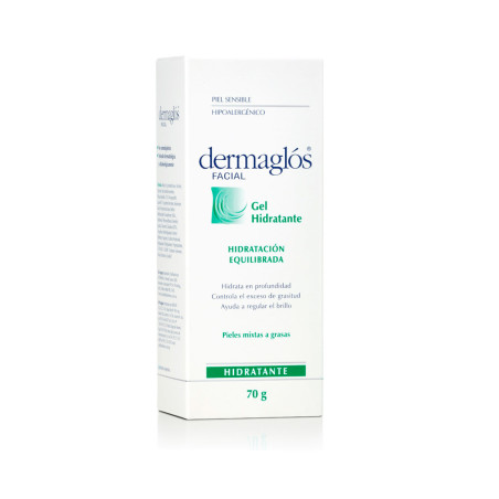 Dermaglos gel hidratante facial para piel mixta a grasa, hidrata en profundidad, controla el exceso de gratitud  x 70 ml.