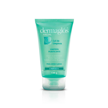 Dermaglos gel de limpieza facial, limpieza purificante para pieles mixtas a grasas x 150 ml.