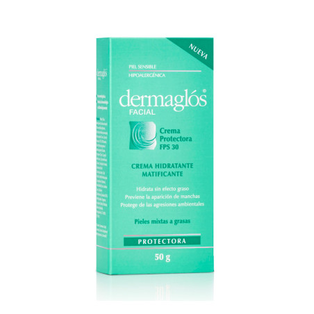 Dermaglos crema hidratante matificante spf 30, hidrata sin efecto graso, para pieles mixtas o grasas x 50 grs.