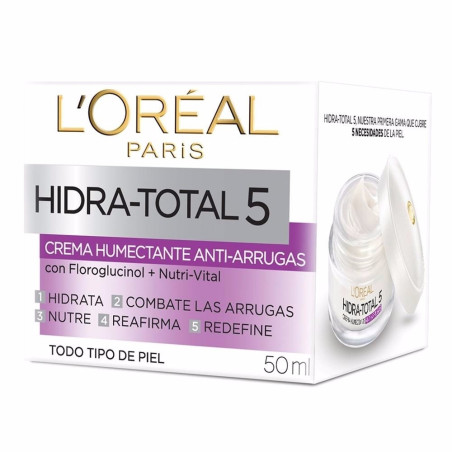 Dermo expert de loreal crema antiage hidra total 5, permite un contorno redefinido y una piel mas firme x 50 ml.