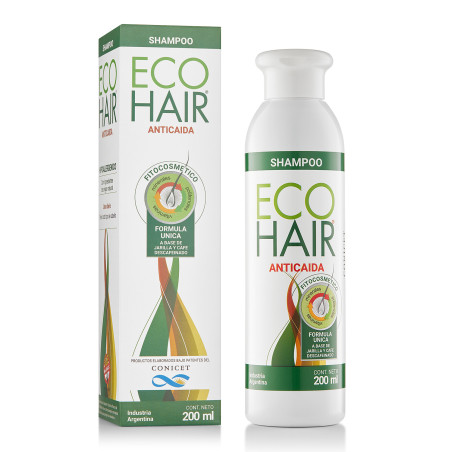 Ecohair shampoo, detiene y previene la caída del pelo, fortalece el cabello otorgándole vitalidad x 200 ml.