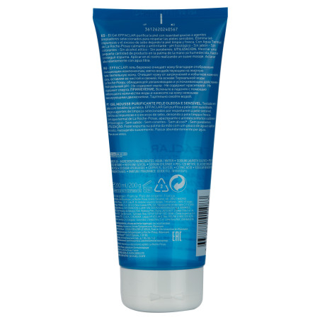 La roche posay effaclar gel limpiador para pieles grasas, regula la producción de sebo, apto para tratamiento acneico x 200 ml.