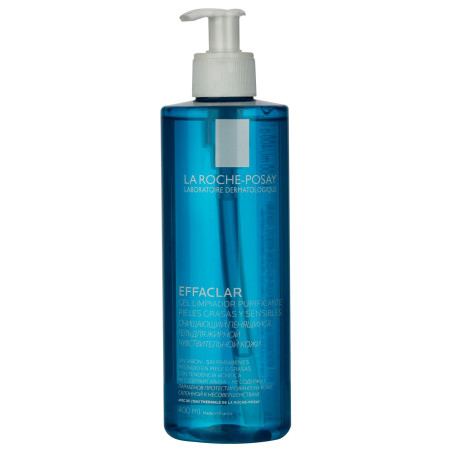 La roche posay effaclar gel limpiador para pieles grasas, regula la producción de sebo, apto para tratamiento acneico x 400 ml.