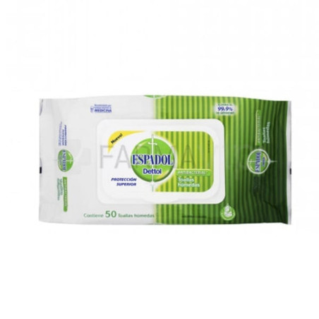Espadol toallitas desinfectantes antibacteriales x 50 unidades.