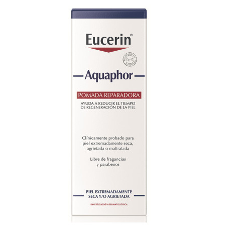 Eucerin Aquaphor pomada reparadora para piel seca, libre de agua ayuda a la cicatrización de la piel irritada o dañada x 55 ml.