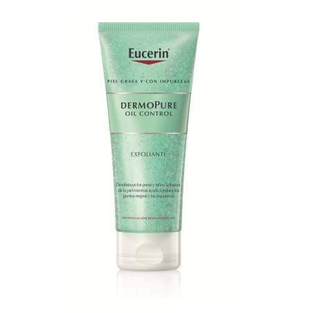 Eucerin dermopure oil control exfoliante, con micropartículas para alisar los poros y reducir los puntos negros x 100 ml.