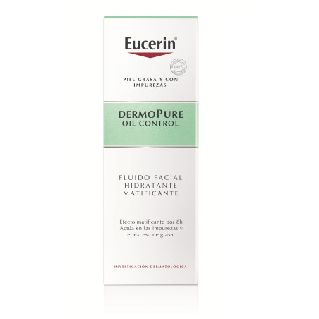 Eucerin dermoPure oil control fluido facial hidratante matificante, ayuda a contrarrestar los granos y las espinillas x 50 ml.