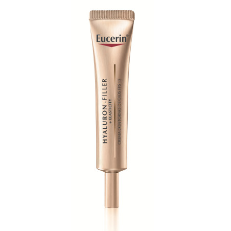 Eucerin hyaluron-filler + elasticity contorno de ojos, suaviza y da firmeza al contorno de ojos. Rellena arrugas x 15 ml.