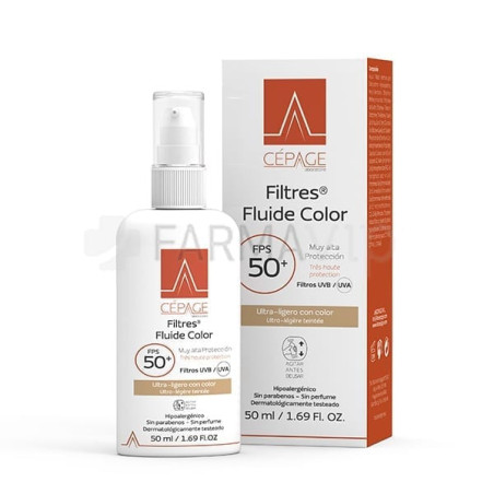 Cepage filtres fluid protector solar factor 50 con color, textura ultraligera y de rápida absorción x 50 ml.
