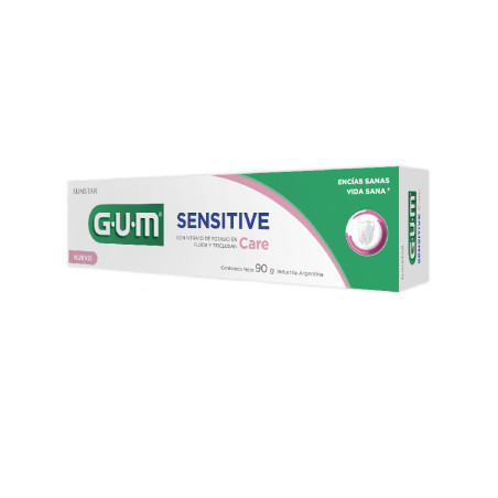Gum pasta dental sensitive care, ayuda a reducir la sensibilidad dental y cuida las encías x 90 grs.