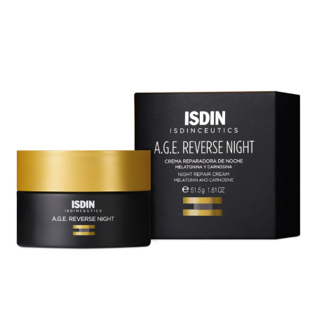 Isdinceutics age reverse night crema facial antiage noche, con Melatonina que estimula las defensas antioxidantes x 50 grs.