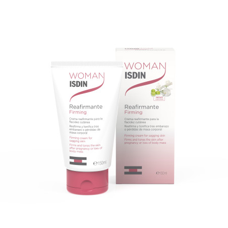 Isdin woman reafirmante, crema corporal de rápida absorción, hidrata y mejora la firmeza y apariencia de la piel x 200 ml.