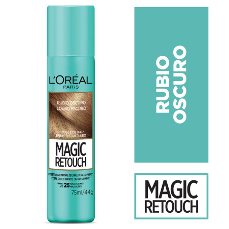 Loreal magic retouch rubio oscuro, spray retocador temporal del crecimiento de tus raíces en solo 3 segundos x 25 ml.