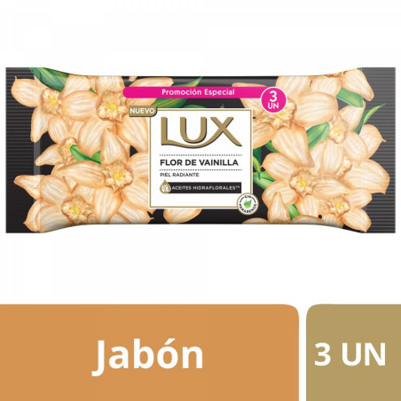 Lux jabón flor vainilla x 3 unidades de 124 grs.