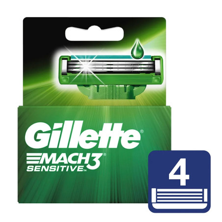Gillete Mach 3 sensitive repuesto para máquina de afeitar x 4 cartuchos.