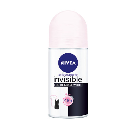 Nivea desodorante roll on invisible black & white clean x 50 ml.