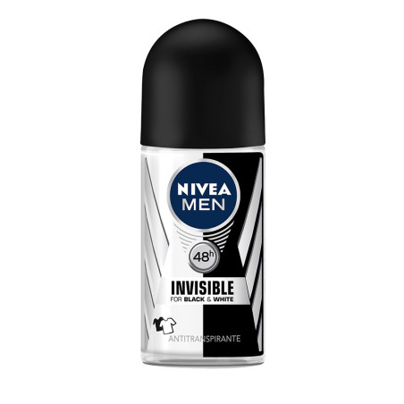 Nivea desodorante roll on men antitranspirante invisible black & white x 50 ml.