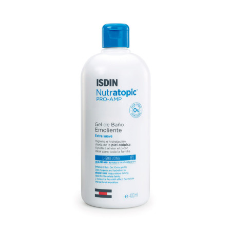 Isdin nutratopic pro-amp gel de baño emoliente extra suave, higiene diaria para piel atópica x 400 ml..