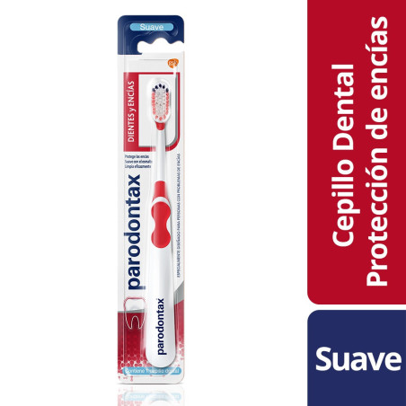 Parodontax cepillo dental suave, protege las encías y limpia eficazmente los dientes.